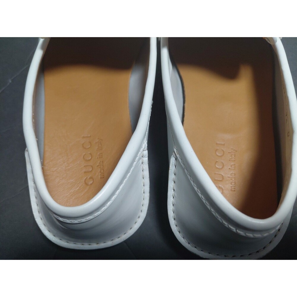GUCCI Monogrammed White Leather GG Supreme Drivers Moccasin Loafers Size 9.5 US - Picture 7 of 11